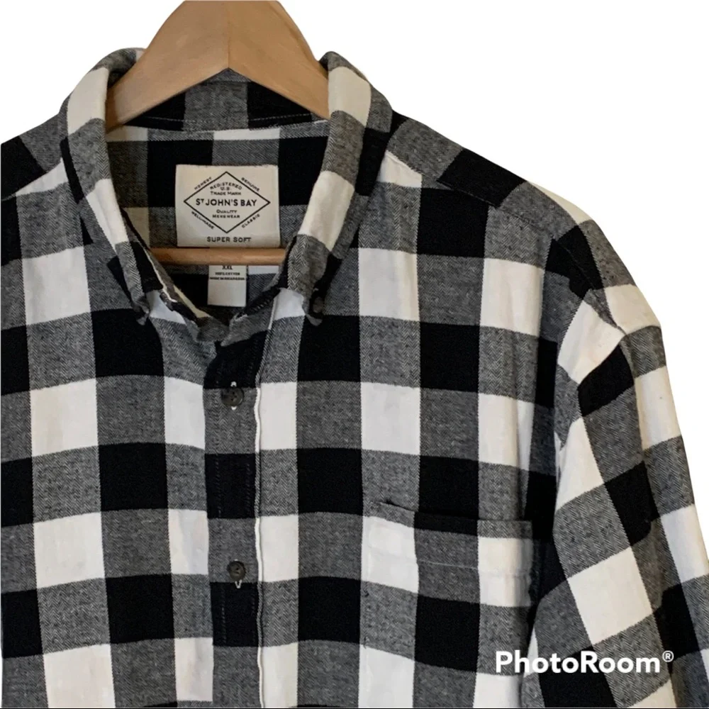 Utah  State  Men’s  XXL  Black  White  Flannel  Shirt  Plaid  Classic  Casual